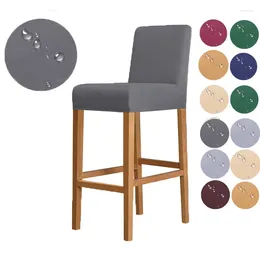 Chair Covers Solid Color Elastic Bar Stool Cover Stretch Waterproof Short Back Polar Fleece Home Offce Seat El