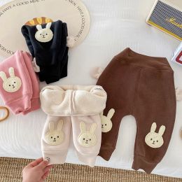 Trousers Autumn Winter Newborn Girls Pants Cotton Plus Velvet Cartoon Rabbit Baby Girls Trousers Thickened Warm Toddler Girls Pants