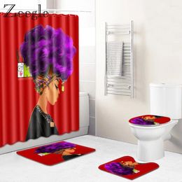 Bath Mats Zeegle Shower Curtain Anti-slip 4pcs Bathroom Mat Set Soft Toilet Cover Seat Absorbent Pedestal Rug Doormat