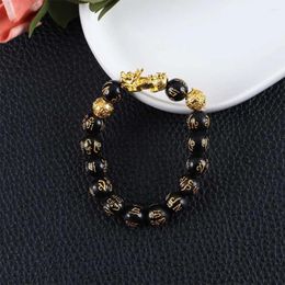 Charm Bracelets Unisex Fashion Feng Shui Attract Wealth Pixiu Women Obsidian Stone Beads Good Luck Bangle Wristband