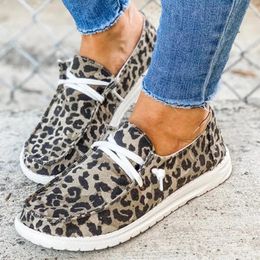 Fitness Shoes Leopard Sneakers Women's Vulcanize Solid Slip On Casual Flats Women Female Fashion Ladies Walking Plus Size