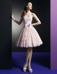 Sexy Zuhair Murad Dress Short Prom Dresses Pink Lace Cocktail Dresses Party With Strapless Neckline And Bow8836683