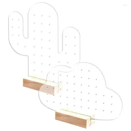 Decorative Plates Earring Storage Rack Acrylic Organizer Jewelry Support Cactus Shape Tabletop Decor Display Tray Rings Holder