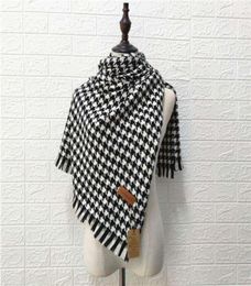 Scarves Woollen Shawl Women Luxury Classic Black White Houndstooth Long Scarf Cape Soft Chic Fashion Warm For Lady4074190