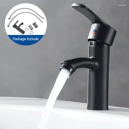 Bathroom Sink Faucets Basin Black/plating Nickel Stainless Steel Single Handle Faucet Cold Mixer Taps