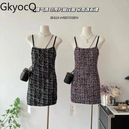 Casual Dresses GkyocQ Korean Chic Women Dress Elegant Sleeveless Camisole Square Collar High Waist Slim A Line Short Female