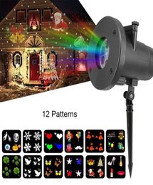 LED Projector Effects light RGB 12 pattern Replaceable Rotating lamp Landscape Light for Garden Halloween Christmas3593045