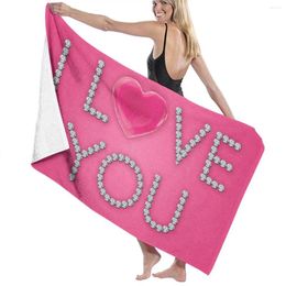 Towel Pink Hearts Swimming Face Microfiber Absorbent Bathroom Home Kitchen Thicker Quick Dry Bath