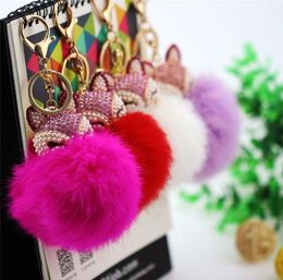 New Soft Fox Fur Ball Bell keychain Bag Handbag Pendant Key Chains Car Charm8319821