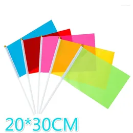 Party Decoration High Quality ( 20 30CM ) Polyester Hand Flags Waving With Plastic Flagpoles For Sports Activity Home Decor Supplies 50pcs