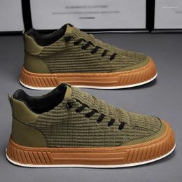 Casual Shoes Men Vulcanize Shoe Chunky Elastic Band Men's Solid Colour Male Green Board Fashion Man's Sneakers