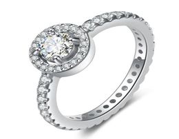 925 Sterling Silver CZ Diamond RING with gift box set Fit style Wedding Rings Engagement Jewellery for Women1000818