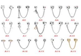 NEW 925 Sterling Silver Fit Charms Bracelets Safe Chain Rainbow Love Heart Crown Gold Charms for European Women Wedding Original Fashion Jewelry1575435