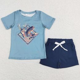 Clothing Sets Summer Baby Boys Clothes Deer Fish Print Cute Kids Short Slevee T-shirt Shorts Boutique Toddler