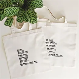 Shopping Bags Y2K Aesthetic Reusable Bag Women's Canvas Tote Letter Print Eco Harajuku Shoulder Cloth Handbags