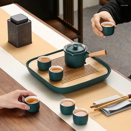 Teaware Sets Luxury Blue Tea Table Set Portable Household Travel Porcelain Fine Gift Bag Kitchen Accessories