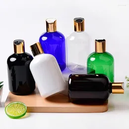 Storage Bottles 20pcs 300ml Empty Large Black Plastic With Gold Disc Caps For Body Lotion Shampoo Shower Gel Oil Refillable Container