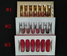 Gold lip gloss Birthday Limited Edition Holiday Matte Lipstick Valentine Lip gloss Mini Kit Lip Cosmetics 6 Colours set DHL6936448