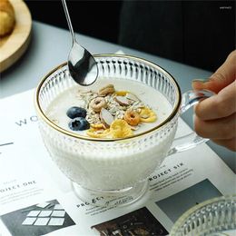 Wine Glasses European Style Glass Water Cup Retro Embossed Phnom Penh Sunflower Household Breakfast Oatmeal Coffee Milk Mug Kitchen