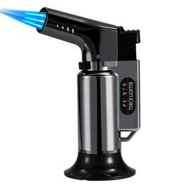 Windproof Outdoor BBQ Torch Lighter Triple Torch Turbo Pipe Gas Jet Lighters Butane Cigarette 1300 C Spray Gun Cigar Kitchen Burne3609648