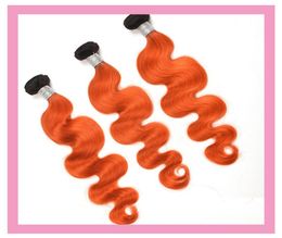 Peruvian Human Hair Ombre Hair Extensions Body Wave 1BOrange Double Wefts 1B Orange 100 Human Hair 3pieceslot1560380