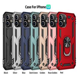 Shockproof Armor Phone Case For iPhone 12 mini 11 Pro XR XS Max X 7 8 Plus Magnetic Finger Ring AntiFall Cover6045677