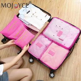 Cosmetic Bags 6pcs/set Suitcase Packing Set Thickening Clothes Tidy Pouch Waterproof Foldable Space Saving For Family Vacation Skiing