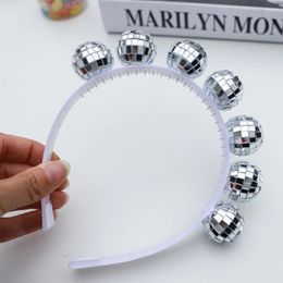 Party Decoration 70s Retro Theme Mirror Disco Ball Headband Wedding Cowgirl Bride To Be Hairband Birthday Music Hip Hop Festival