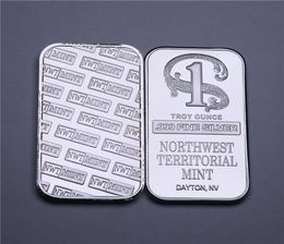 1 TROY OUNCE 999 FINE SILVER BULLION BAR NORTHWEST TEERITORIAL MINT SILVER BAR SilverPlated Brass No Magnetism7539974