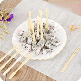 Forks 80PCS Disposable Bamboo Catering Fruit Stick Finger Pick Aperitif Picks Plastic Appetiser Antipasti Brand Fashion