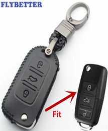 FLYBETTER Genuine Leather 3Button Folding Key Fob Protector Case Cover For Vw JettaMK6TiguanGolf 4 5 6PoloBoraPassat L4254598472