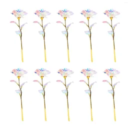 Decorative Flowers 10Pcs Artificial Rose Handcrafted Decor For 'S Day Anniversary Her