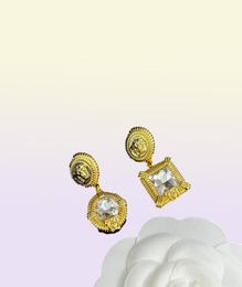 Fashion Basilisk Square crystal Pendants Women's Bracelet Necklace Stud Earring Sets Brass 18K gold plating Ladies Designer Jewelry Ve-8N17193137