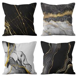 Pillow Scandinavian Gold Marbling Cover Decorations For Home Ornament Happy Year Christmas Decor 2024