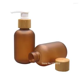 Storage Bottles 120ML 10PCS Refillable Pump Amber Brown Plastic Squeeze Spray Containers For Shampoo Lotion Liquid Soap Cream