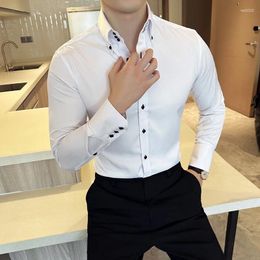 Men's Casual Shirts Men High Quality Business Long Sleeve Brand Clothing Male Slim Fit Office Dress Style Shirt 4XL-M