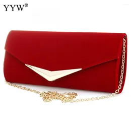Evening Bags Fashion Female Clutches Red Satin Women Handbags Luxury Party Clutch Purse Elegant Shoulder Crossbody Sac A Main