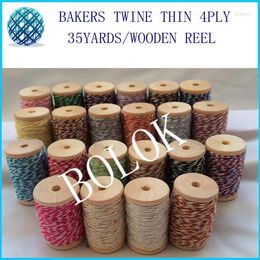 Party Decoration 60pcs/lot Bakers Twine 4 Ply (35Yards/wooden Spool) Double 1mm Twisted Cotton String Used In Christmas