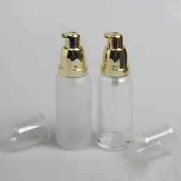 Storage Bottles Clear And Frosted With Gold Lids Cream Bottle Cosmetic Packaging 40ml Foundation Pump