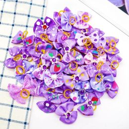 Dog Apparel 20/30pcs Fashion Purple Pet Hair Bows With Pearl Bowknot Diamond Grooming Accessories For Small Products