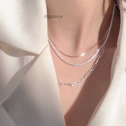 Korean version 925 silver sparkling Necklace female star temperament clavicle chain light extravagant snake bone chain overlay decoration