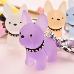 Keychains Arrival Jelly Color French Fighting Dog Key Buckle Acrylic Doll Bag Pendant Girl Gift Fashion Jewelry Chains