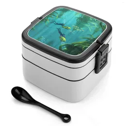 Dinnerware Exploring The Kelp Forest Bento Box Lunch Thermal Container 2 Layer Healthy Underwater Diver Unknown Worlds Games