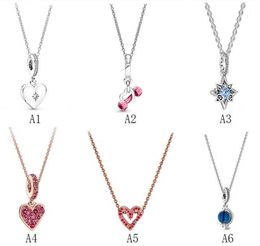 Designer Jewellery 925 Silver Necklace heart Pendant fit P Heartbeat Necklace Set diy Heart Love love Necklaces European Style Charms Bead Murano6993431