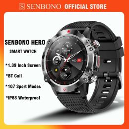 Watches Senbono Hero Men's Smart Watch Outdoor Sport Bluetooth Call Watch 1.39 Inch Screen 450mah Ip68 Waterproof Smartwatch Men Women