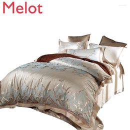 Bedding Sets High-End Luxury Bed Cover Four-Piece Set All Cotton Pure Sheets Graceful Satin Quilt