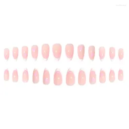False Nails Removable Pink Fake No Need File Pre-Shaped Press On Nail Extensions Gel Y-14