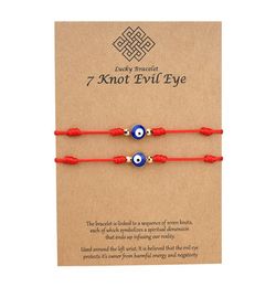 7 Knots Blue Evil Eye Bracelet Paper Card Bracelet Adjustable Lucky Red String Bracelets Couple Jewelry Friendship Bracelet 2PscS6375788