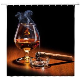 Shower Curtains Wine And For Bathroom Decor Home Bath Bathtub Waterproof Mildew Proof Polyester Fabric Hang Curtain Set