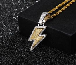 Iced Out Bling Light Pendant Necklace With Rope Chain Copper Material Cubic Zircon Men Hip Hop Jewelry2261277